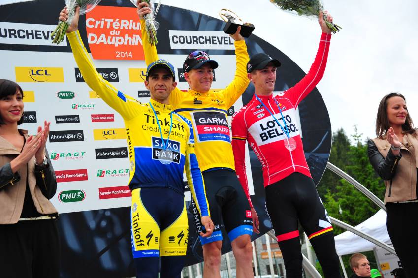 Criterium du Dauphine,Alberto Contador,Jurgen Van den Broeck,Lotto Belisol,Garmin-Sharp,Andrew Talansky,Tinkoff-Saxo