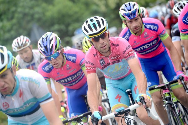 Vincenzo Nibali (Astana), Przemysław Niemiec i Michele Scarponi (Lampre Merida)