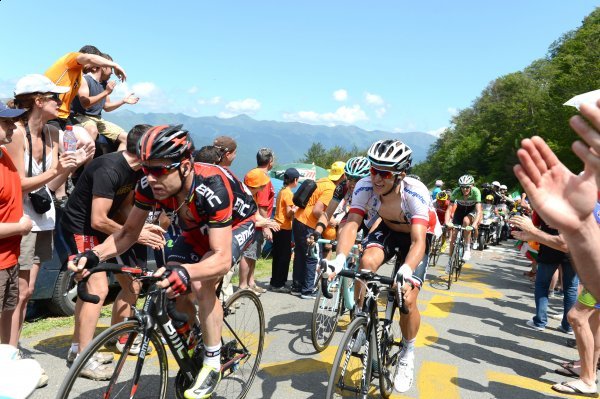 Michał Kwiatkowski (Omega Pharma-Quick Step) w grupie faworytów, tuż za Cadelem Evansem (BMC Racing)