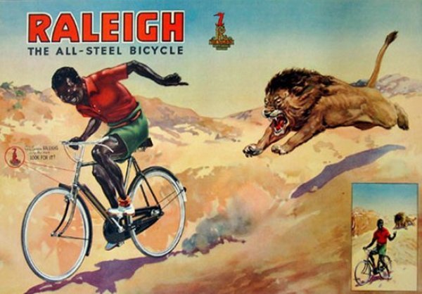 Słynne plakaty przedstawiające lwa goniącego rowerzystę były wizytówką firmy od 1918  aż do 1980 rok