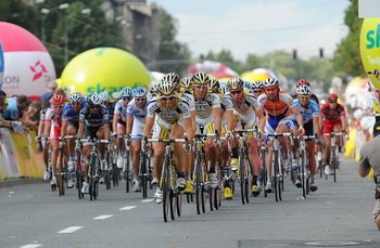 Kolarze HTC-Columbia mocno pracowali na czele zasadniczej grupy