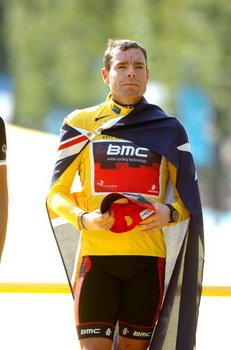 Cadel Evans (BMC Racing) na podium
